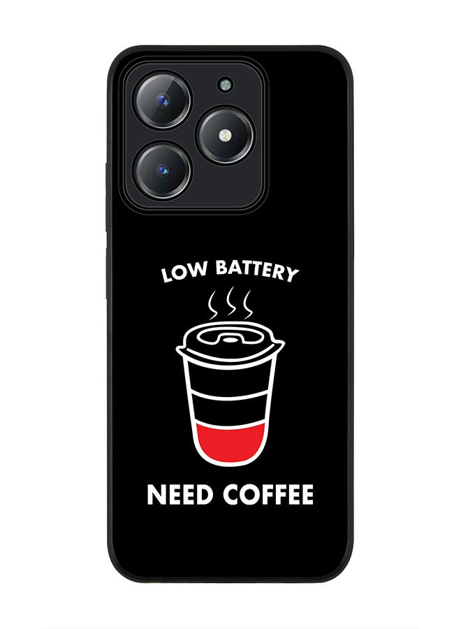 Stylizedd For Realme C63 / Realme C61 4G Case,Slim fit Camera Protection, Shockproof Thin Phone cover  - Low battery need coffee - Image 1