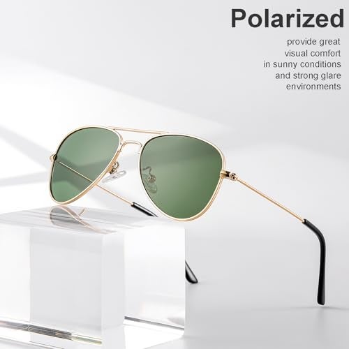 Gleyemor Kids Polarized Aviator Sunglasses for Little Girls Boys Age 3-8 (Gold/G15) - Image 3