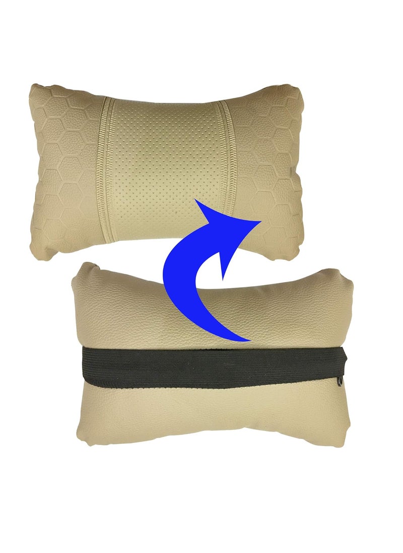 Adroitz AdroitZ Beige Neck Rest Soft Cushion in Leatherette Material Football Design for Car Pair of 2_249  - Image 4