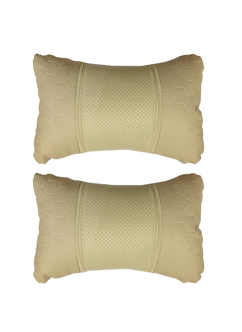 Adroitz AdroitZ Beige Neck Rest Soft Cushion in Leatherette Material Football Design for Car Pair of 2_249  - Image 2