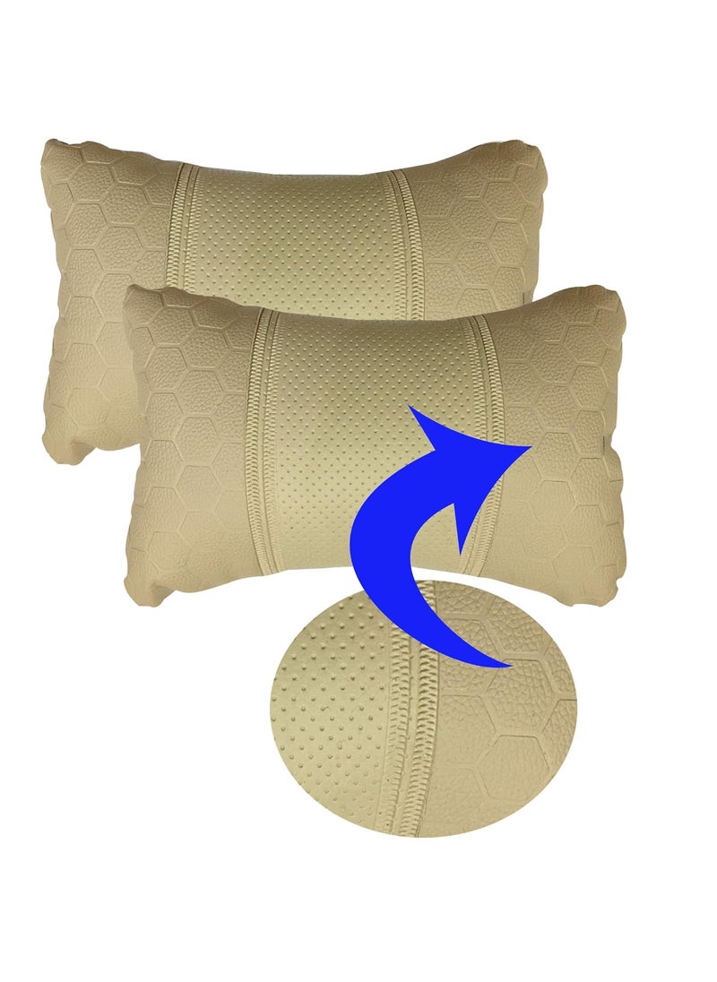 Adroitz AdroitZ Beige Neck Rest Soft Cushion in Leatherette Material Football Design for Car Pair of 2_249  - Image 3