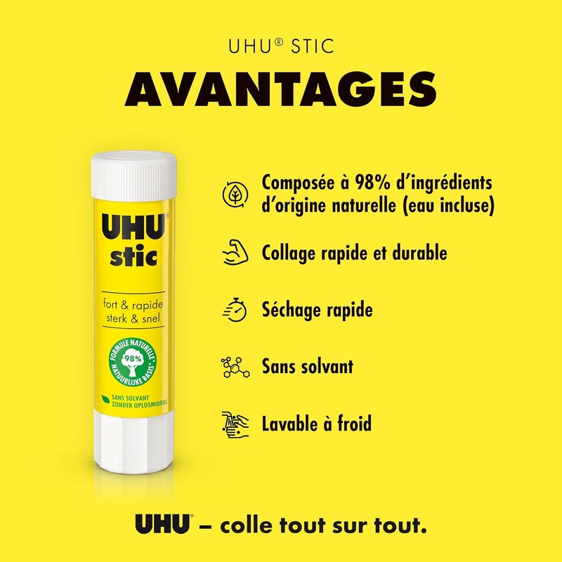 UHU stic, Glue Stick Without Solvent 5 x 21 g stics Blister, White - Image 2