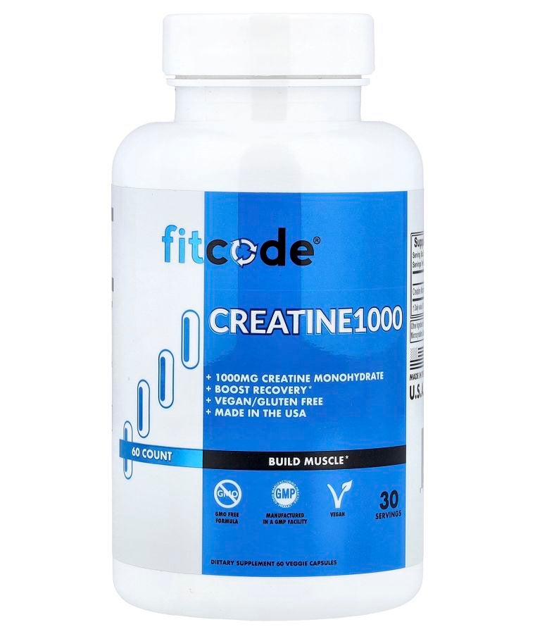 fitcode Creatine1000 60 Veggie Capsules (500 mg per Capsule)