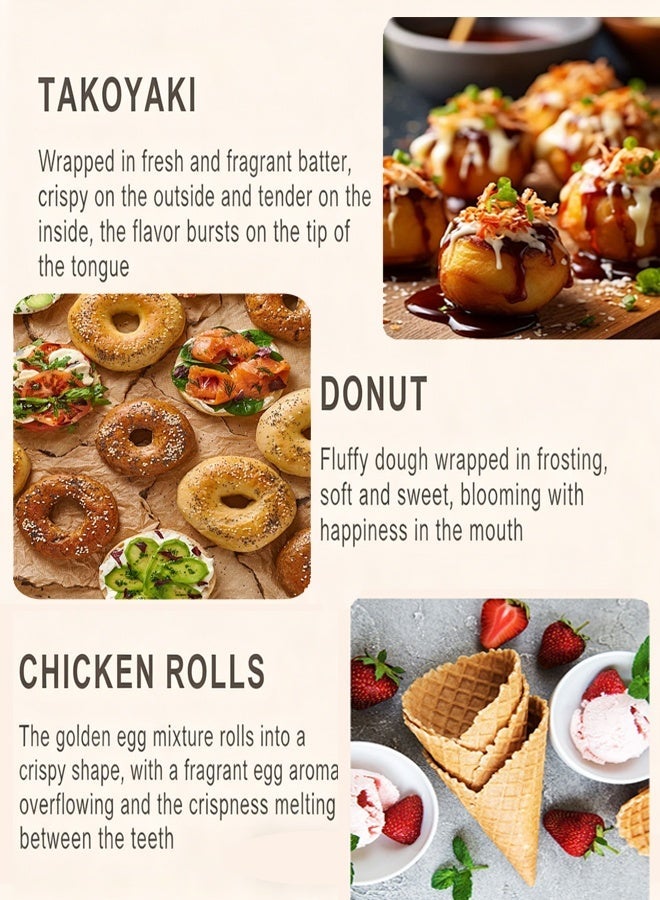 sokany 5 In 1 Non-Stick Multi Snacks Maker With Waffle/Donut/Egg roll/Meatball/Cartoon Cake,Detachable Plates 600W SK-08105 Black/Silver - Image 4