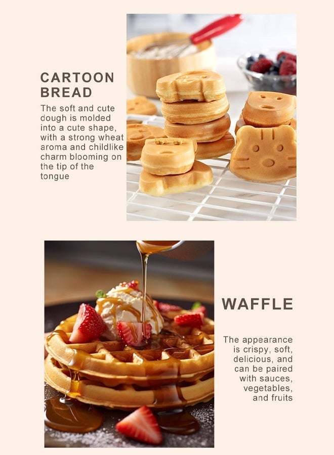 sokany 5 In 1 Non-Stick Multi Snacks Maker With Waffle/Donut/Egg roll/Meatball/Cartoon Cake,Detachable Plates 600W SK-08105 Black/Silver - Image 3