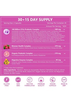 Probiotic Live Women's Probiotic 100 Billion CFU - 31 Strains with Organic Prebiotics & Cranberry for Digestive & Immune Health - Delayed Release, Shelf Stable, Non-GMO, Soy/Gluten/Dairy Free - 90 Capsules  - Image 4