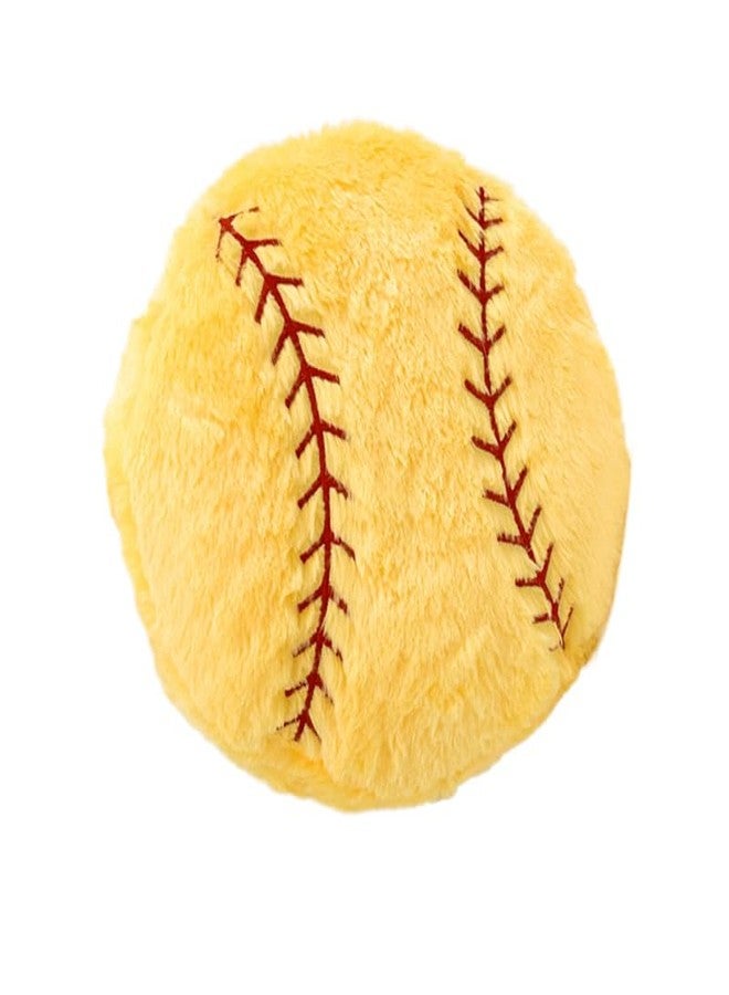XIAOHONG Baseball Pillow - Fluffy Plush Throw Pillow, Soft Stuffed Toy, Durable Round Shaped Sport Toy Gift for Kids Room Decor (Yellow)