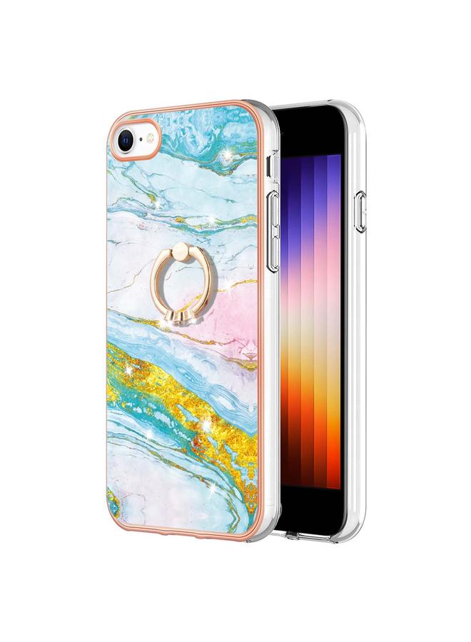 The Bros Case For iPhone SE 2022 / SE 2020 / 8 / 7 Electroplating Marble Pattern TPU Phone Case with Ring