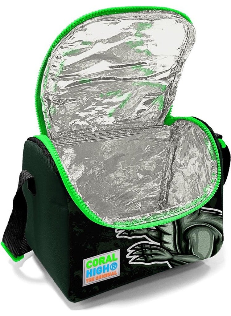 CORAL HIGH Kids Dark Green Dinosaur Patterned Thermo Lunchbox 11725  - Image 5
