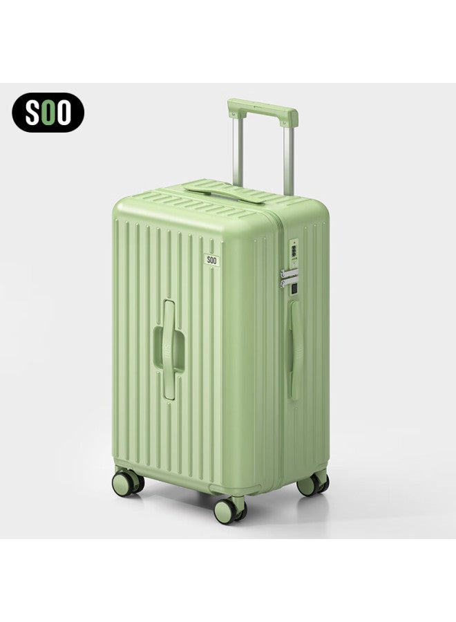Soo Luggage Suitcase, Large Capacity Travel Case, 360° Wheels, Combination Lock, For Men And Women, Students, Leather Suitcase, 24 Inches, Green - Image 1