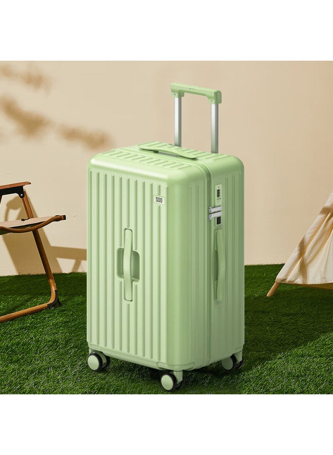 Soo Luggage Suitcase, Large Capacity Travel Case, 360° Wheels, Combination Lock, For Men And Women, Students, Leather Suitcase, 24 Inches, Green - Image 2
