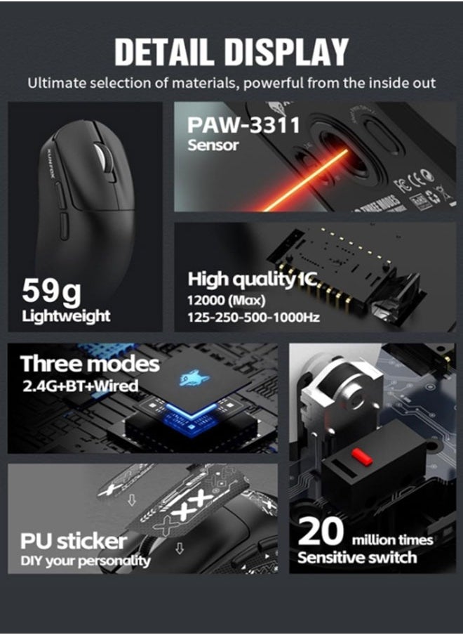 XUNFOX - Wireless Gaming Mouse  Rechargeable Computer Mouse Ergonomic Mice Honeycomb Design With RGB Backlight  USB Receiver  7 Buttons  Adjustable DPI - Image 1