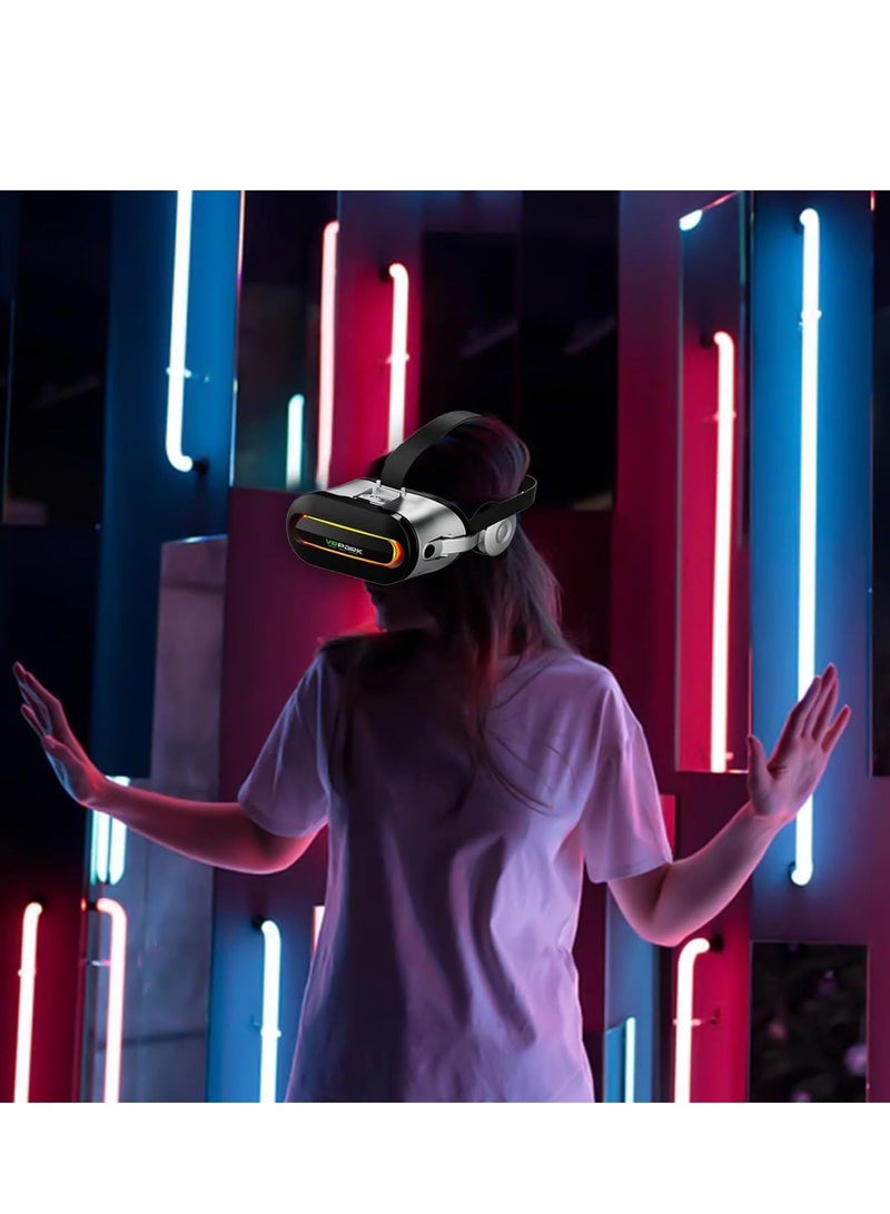 سماعة الواقع الافتراضي VR نظارات ثلاثية الأبعاد سماعة الواقع الافتراضي مع سماعات ستيريو عالية الدقة لألعاب الواقع الافتراضي والأفلام ثلاثية الأبعاد ونظام العناية بالعين للهواتف الذكية المتوافقة مع iOS وAndroid - Image 2