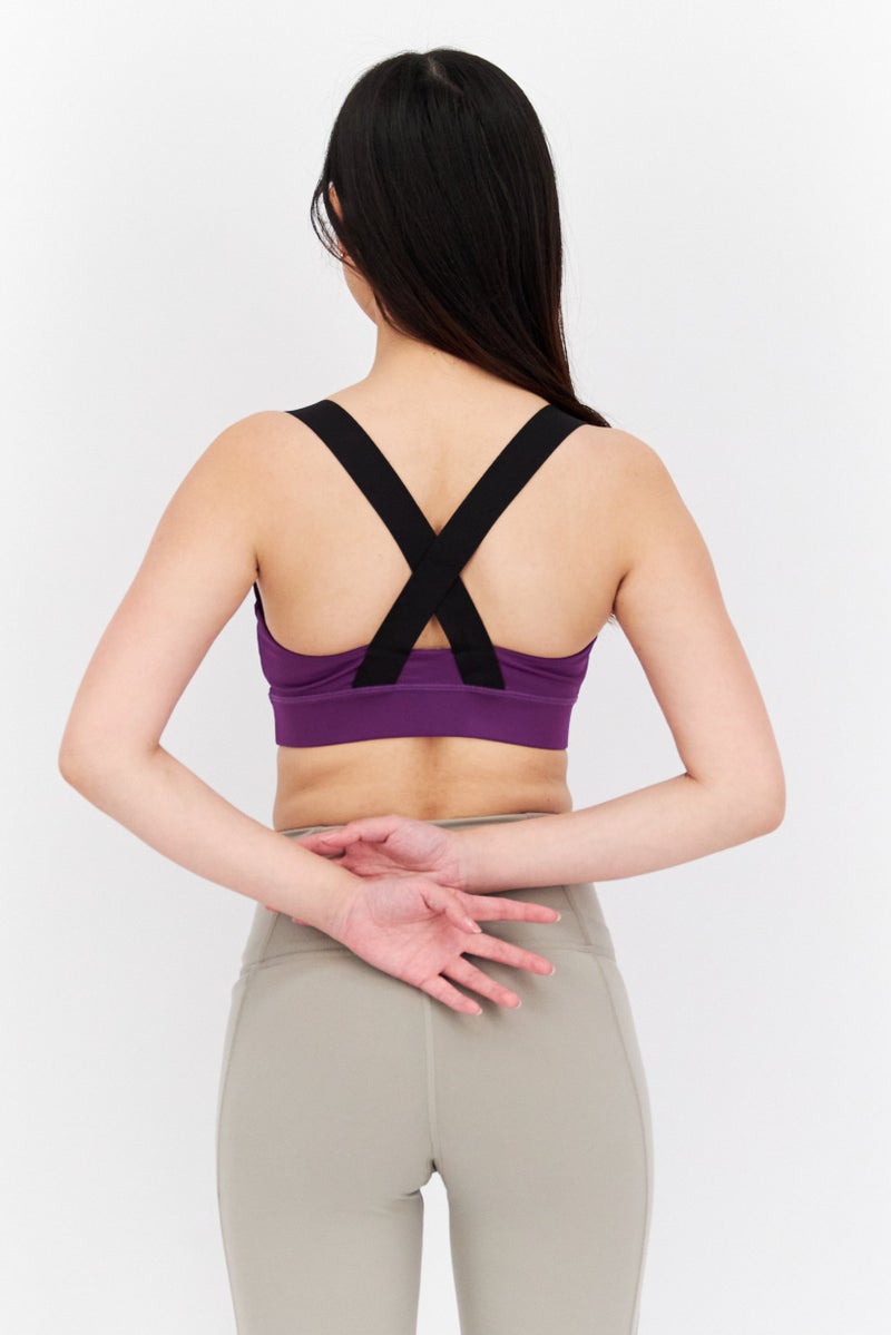 PUMA Women Lightly Padded Brand Logo Sports Bra, Purple - Image 4