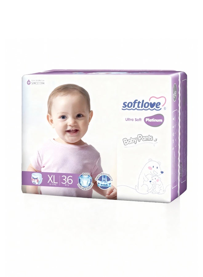 سوفت لوف | بلاتينيوم | حفاضات أطفال (سروال داخلي) مقاس XL عدد 36 حفاضة