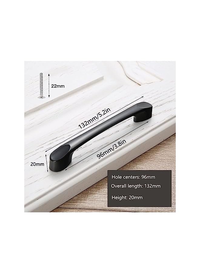 promass 20Pcs Wardrobe Handle, Cabinet Handle, 96mm Hole Pitch, Aluminum Alloy, Drawer Handle, Black Handle, For Wardrobe, Cabinet, Drawer - Image 3