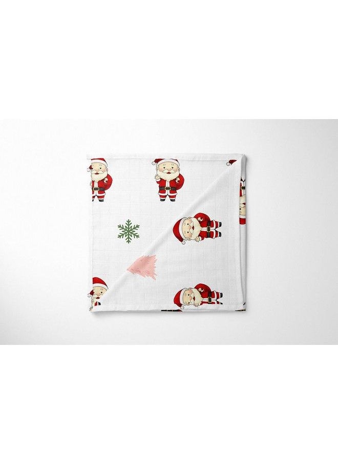 MOM'S HOME Baby Swaddle Blanket Extra Large Size110X110 Cm Organic Muslin Cotton Santa Clause  - Image 1