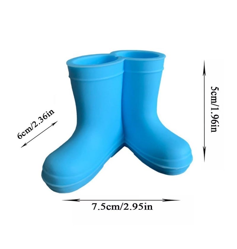 we3 Cute Rain Boot Shaped Silicone Toothbrush Holders for Multi Purpose Bathroom Accessory (Sky Blue) - Image 2