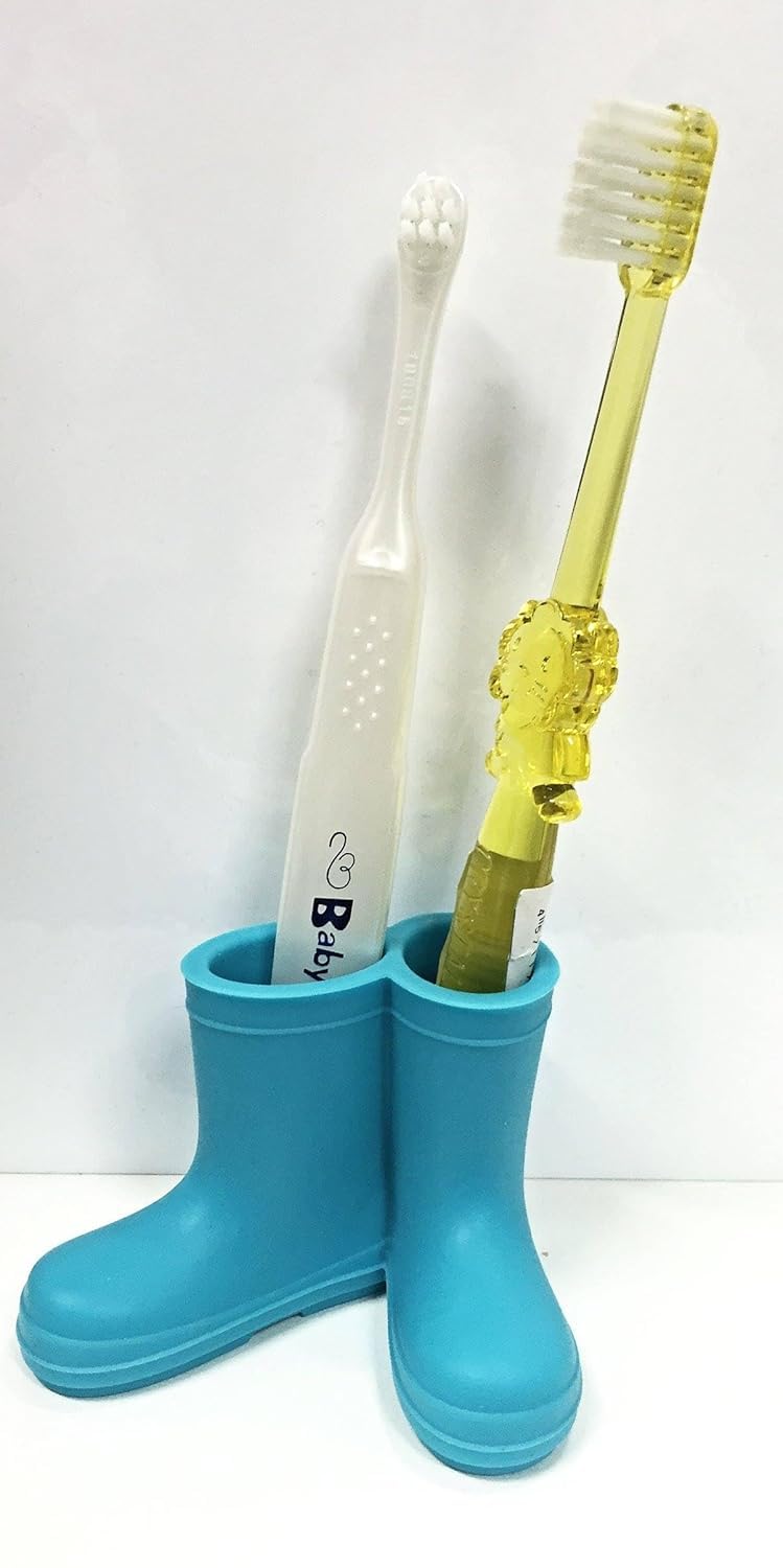 we3 Cute Rain Boot Shaped Silicone Toothbrush Holders for Multi Purpose Bathroom Accessory (Sky Blue) - Image 3