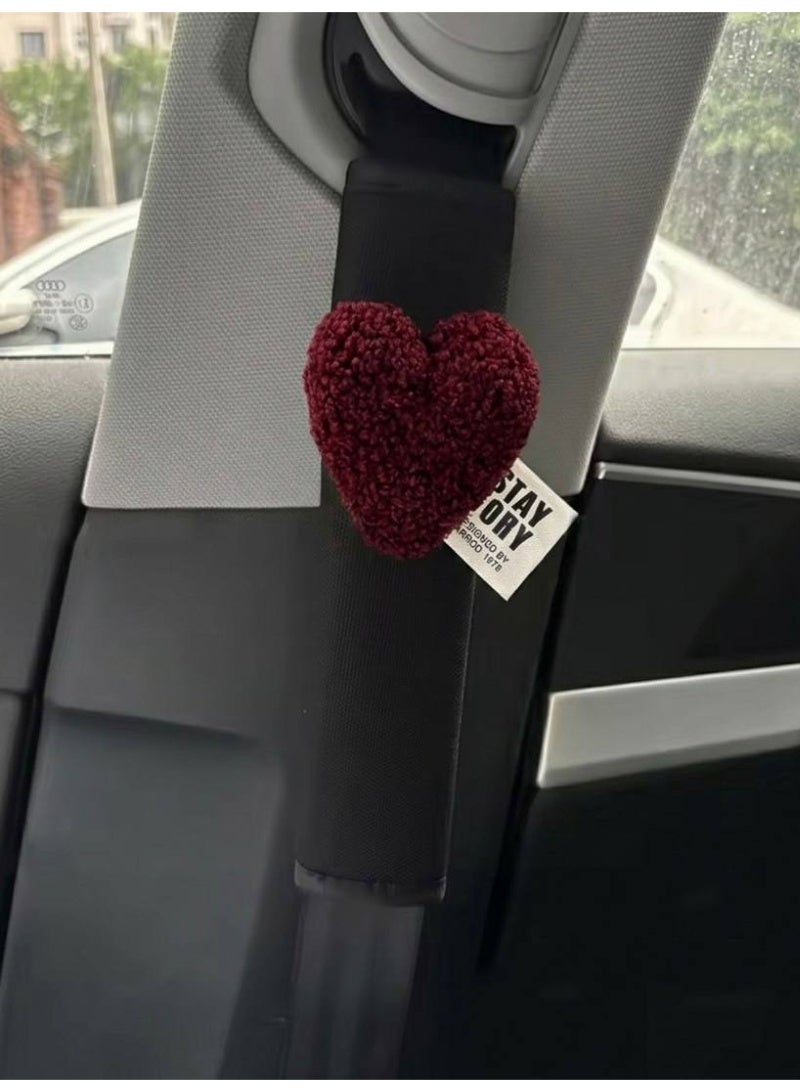 Cute Heart Car Seat Belt Cover - Set of 2 Soft Shoulder Pads for Auto - Image 3