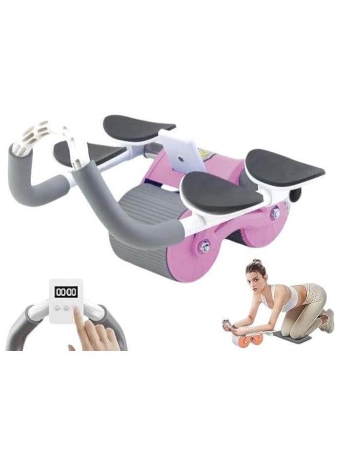 KITCHENOO New Automatic Ab Wheel with Elbow Support and Timer (Pink)  - Image 1
