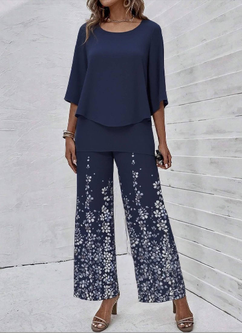 LOZ Lounge Sets for Women 2026 Summer Casual 3/4 Sleeve Shirts Wide Leg Pants Matching Tracksuit Sets Travel Outfits - Image 2
