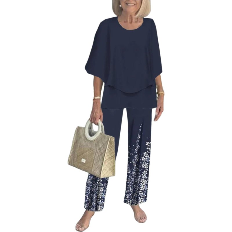 LOZ Lounge Sets for Women 2026 Summer Casual 3/4 Sleeve Shirts Wide Leg Pants Matching Tracksuit Sets Travel Outfits - Image 1