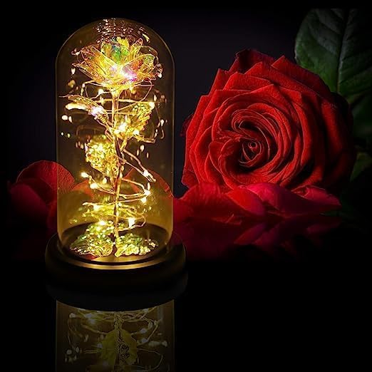 CALIST Forever Rose Galaxy Glass Rose Flower and Butterfly with Led Light Great Gift Ideas for Valentines Day Mothers Day Birthday Anniversary Engagement - Image 4