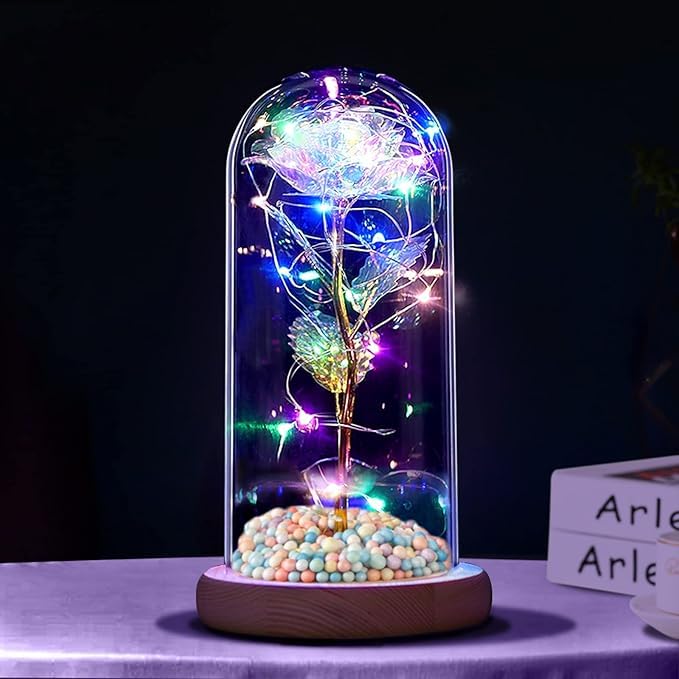 CALIST Forever Rose Galaxy Glass Rose Flower and Butterfly with Led Light Great Gift Ideas for Valentines Day Mothers Day Birthday Anniversary Engagement - Image 3