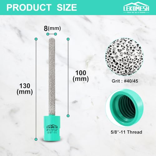 LEKOMESH Diamond Raking Bit 5/16" x 4" (8mm x 100mm) for Brickwork Joint Mortar Removal, Tuck Pointing, Old Mortar, Blown or Damaged Bricks, Natural Stone Removal - 5/8"-11 Thread - Image 2