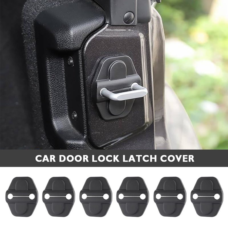 IHOTDER 6PCS Car Door Lock Cover - Black Door Latch Lock Trim Cover Compatible with 2018-2025 Jeep Wrangler JLU JL 4XE Unlimited & Gladiator JT - Car Interior Accessories for Cars Decorations (6PCS) - Image 3
