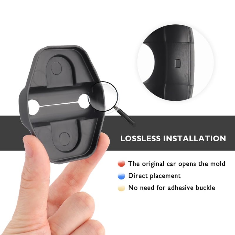 IHOTDER 6PCS Car Door Lock Cover - Black Door Latch Lock Trim Cover Compatible with 2018-2025 Jeep Wrangler JLU JL 4XE Unlimited & Gladiator JT - Car Interior Accessories for Cars Decorations (6PCS) - Image 4