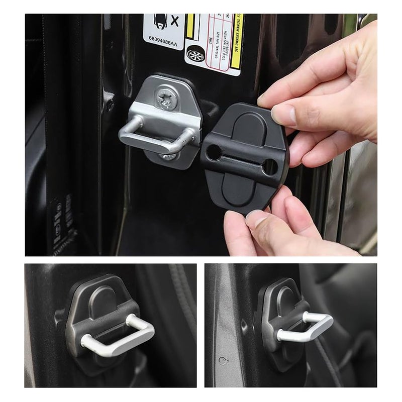 IHOTDER 6PCS Car Door Lock Cover - Black Door Latch Lock Trim Cover Compatible with 2018-2025 Jeep Wrangler JLU JL 4XE Unlimited & Gladiator JT - Car Interior Accessories for Cars Decorations (6PCS) - Image 5