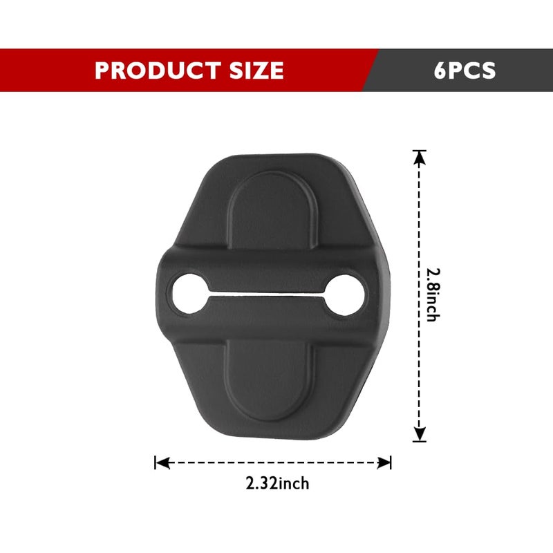 IHOTDER 6PCS Car Door Lock Cover - Black Door Latch Lock Trim Cover Compatible with 2018-2025 Jeep Wrangler JLU JL 4XE Unlimited & Gladiator JT - Car Interior Accessories for Cars Decorations (6PCS) - Image 2