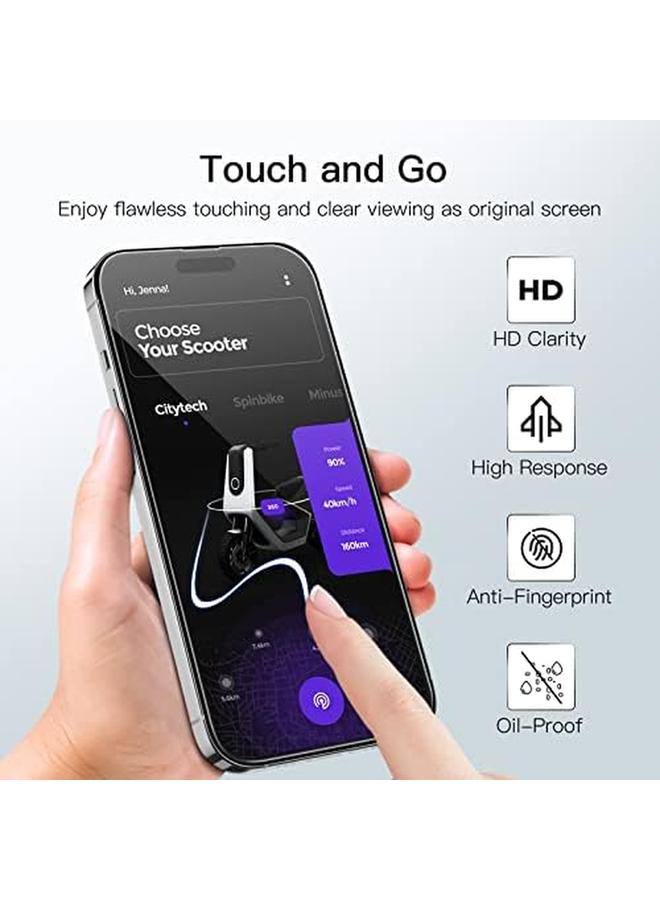 Jetech Full Coverage Screen Protector For Iphone 14 Pro 6.1 Inch, 9H Tempered Glass Film Case Friendly, Hd Clear, 3 Pack - Image 5