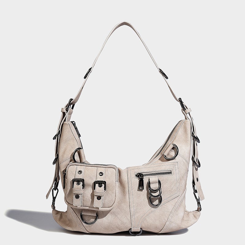 Arrival Women'S Underarm Girl Motorcar Bag Multi-Pocket Fashionable Punk Tote Bag Soft Leather Shoulder Crossbody Bag - Image 1