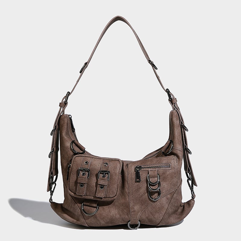 Arrival Women'S Underarm Girl Motorcar Bag Multi-Pocket Fashionable Punk Tote Bag Soft Leather Shoulder Crossbody Bag - Image 2