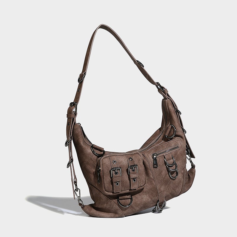 Arrival Women'S Underarm Girl Motorcar Bag Multi-Pocket Fashionable Punk Tote Bag Soft Leather Shoulder Crossbody Bag - Image 4