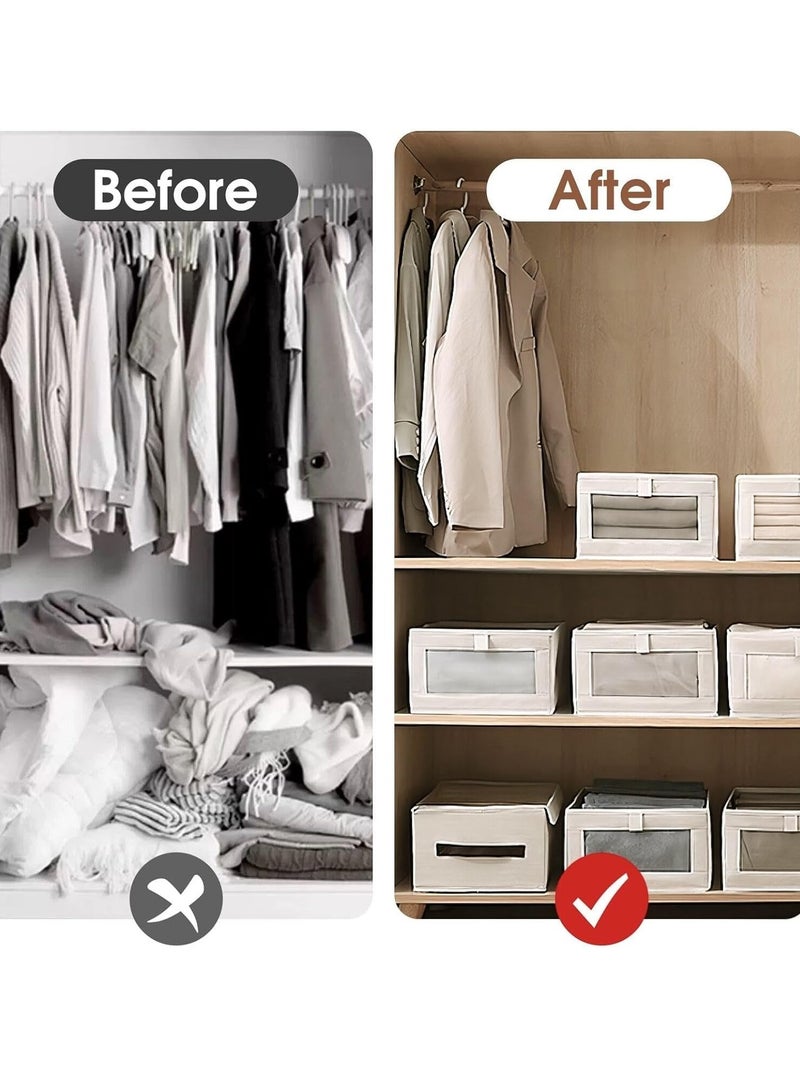 DUNISO 6-piece foldable wardrobe storage box wardrobe organizer, visible linen storage box, clothing drawer organizer, washable wardrobe storage box, rectangular storage box with fixed handle, living room, bedroom, office  - Image 5