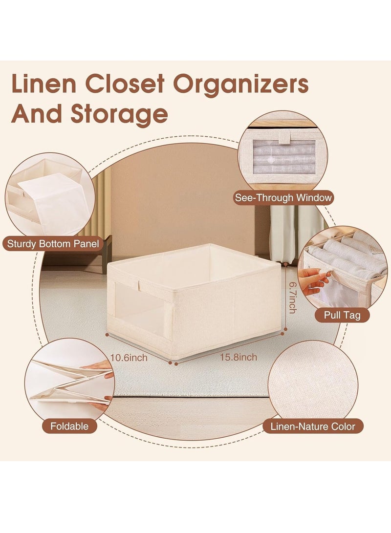 DUNISO 6-piece foldable wardrobe storage box wardrobe organizer, visible linen storage box, clothing drawer organizer, washable wardrobe storage box, rectangular storage box with fixed handle, living room, bedroom, office  - Image 3