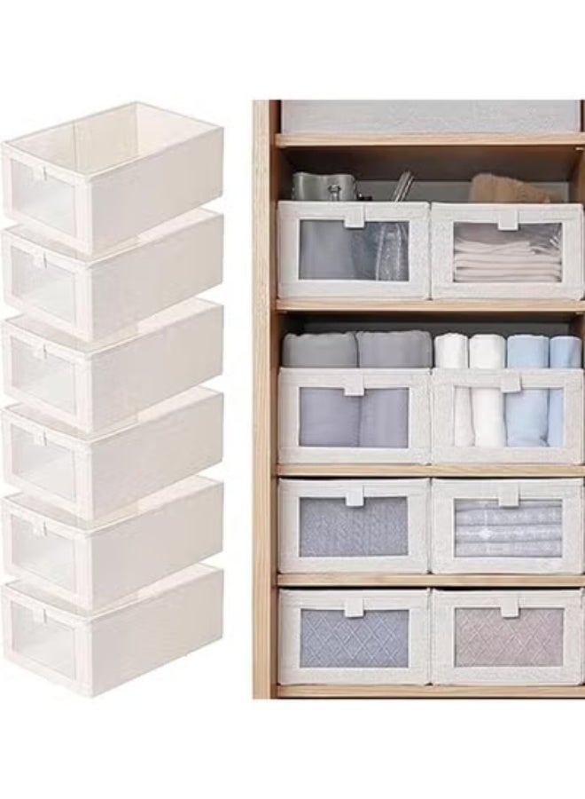 DUNISO 6 pcs Wardrobe Closet Organizers with Clear Window for Clothing and Storage Closet Storage Bins Closet Baskets for Closet Organization Foldable Closet Organizer Bins for Home Bedroom Office - Image 1