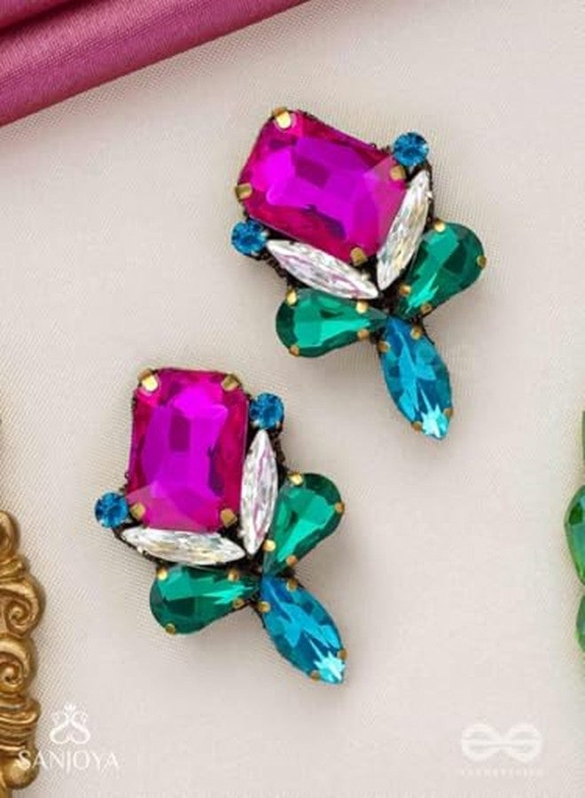 SANJOYA by EVERSTYLISH Embroidered Earrings for Women | Multicolor Stone & Crystal Stud Earrings | Ethnic Jewelry for Weddings, Festivals & Special Occasions - Image 4