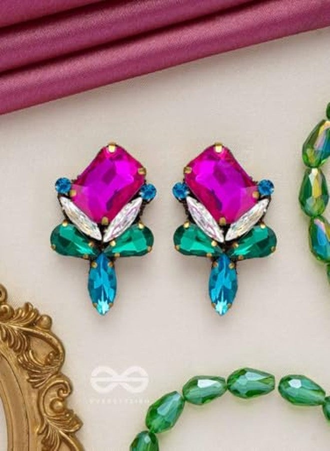 SANJOYA by EVERSTYLISH Embroidered Earrings for Women | Multicolor Stone & Crystal Stud Earrings | Ethnic Jewelry for Weddings, Festivals & Special Occasions - Image 5