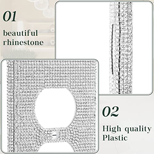 Kathfly 10 Pcs Silver Shiny Wall Plate Rhinestones Outlet Covers Decorative Bling Socket Covers for Outlets Glitter Home Socket Accessory for Room Home Lighting Accessories Decor Ornaments - Image 3