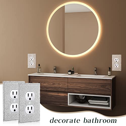 Kathfly 10 Pcs Silver Shiny Wall Plate Rhinestones Outlet Covers Decorative Bling Socket Covers for Outlets Glitter Home Socket Accessory for Room Home Lighting Accessories Decor Ornaments - Image 4