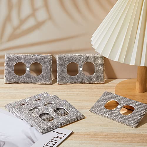 Kathfly 10 Pcs Silver Shiny Wall Plate Rhinestones Outlet Covers Decorative Bling Socket Covers for Outlets Glitter Home Socket Accessory for Room Home Lighting Accessories Decor Ornaments - Image 5