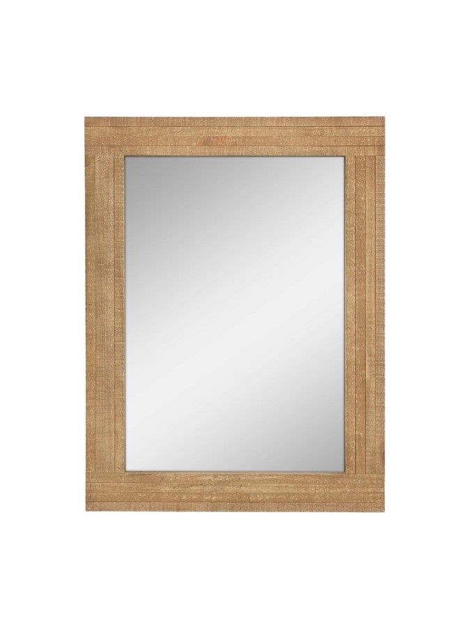 Stonebriar 24" x 18" Rectangle Natural Wood Frame Wall Mirror with Attached Hanging Brackets, Decorative Country Rustic Decor for the Living Room, Bedroom, Bathroom, Hallway, and Entryway - Image 1