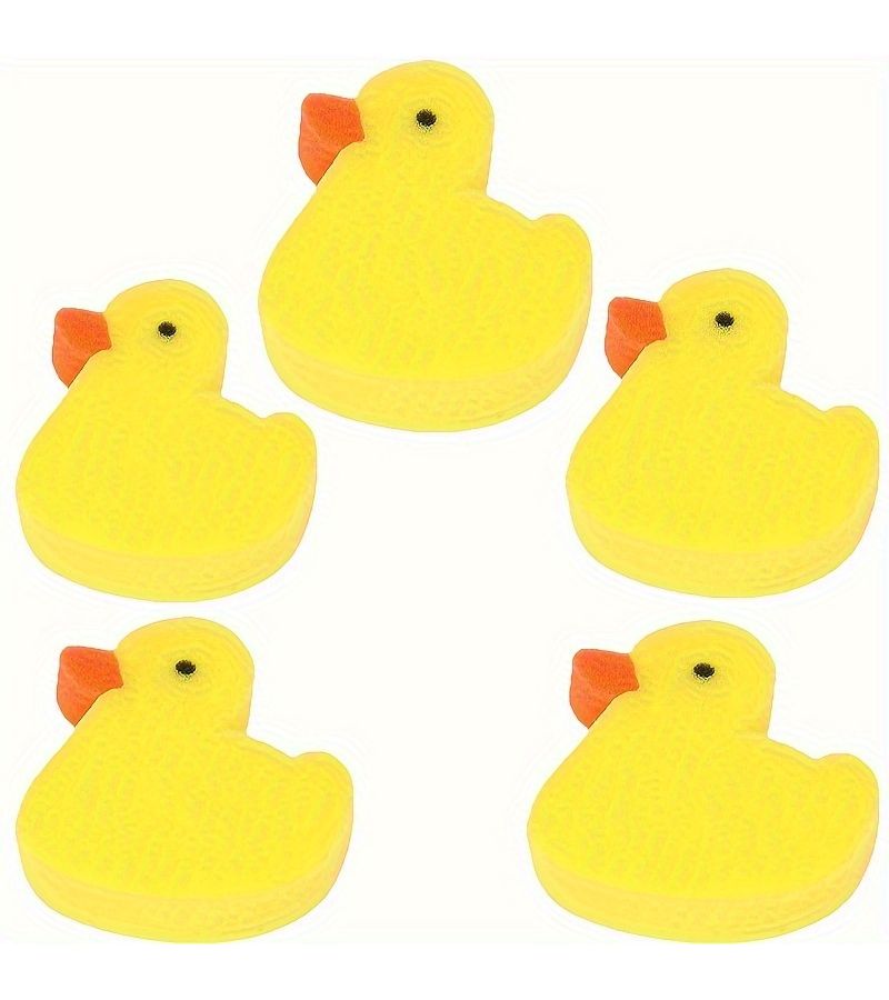 إسفنجة استحمام كرتونية على شكل بطة صفراء من البوليستر، قطعة واحدة، للاستحمام وغسل الأطباق والتنظيف. - Image 2