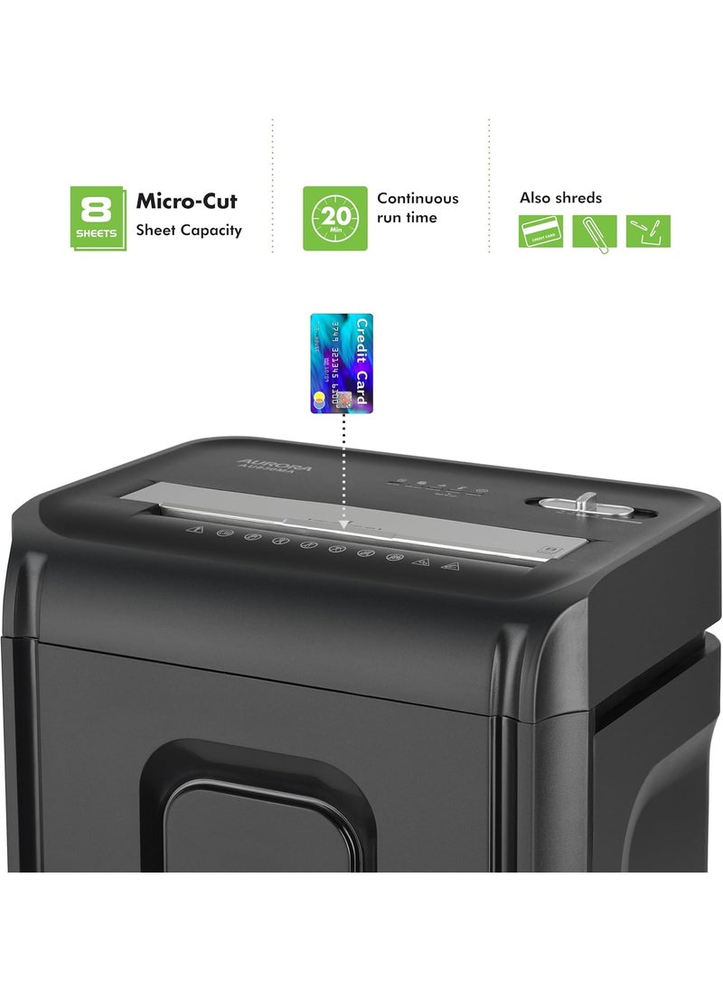 AURORA Aurora AU830MA HighSecurity 8Sheet MicroCut Paper and Credit Card Shredder 20 MinutesSecurity Level P5  - Image 2