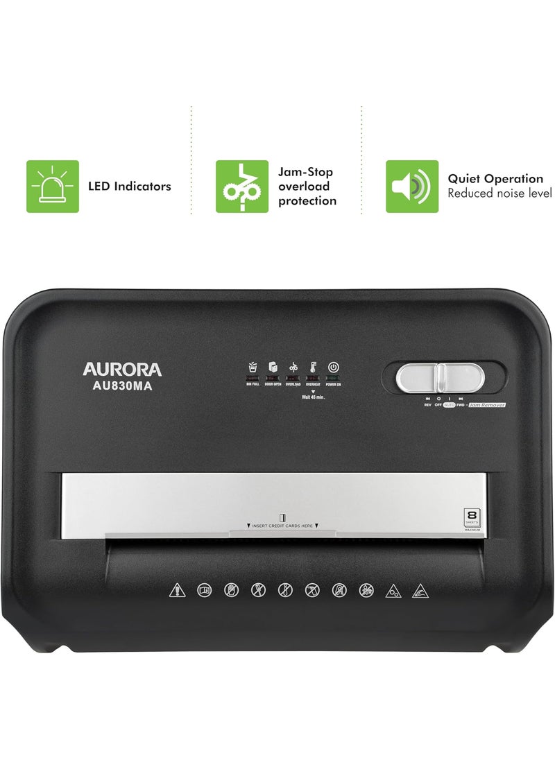 AURORA Aurora AU830MA HighSecurity 8Sheet MicroCut Paper and Credit Card Shredder 20 MinutesSecurity Level P5  - Image 5